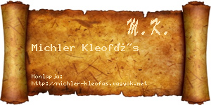 Michler Kleofás névjegykártya